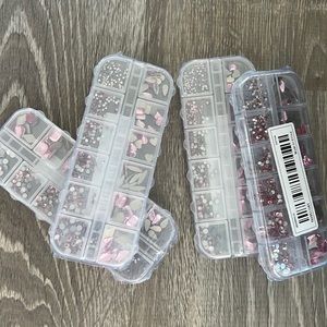 4 pack of pink rhinestone